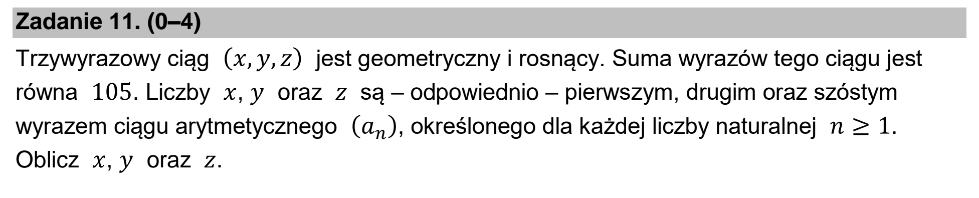 Matura, maj 2024, zadanie 11