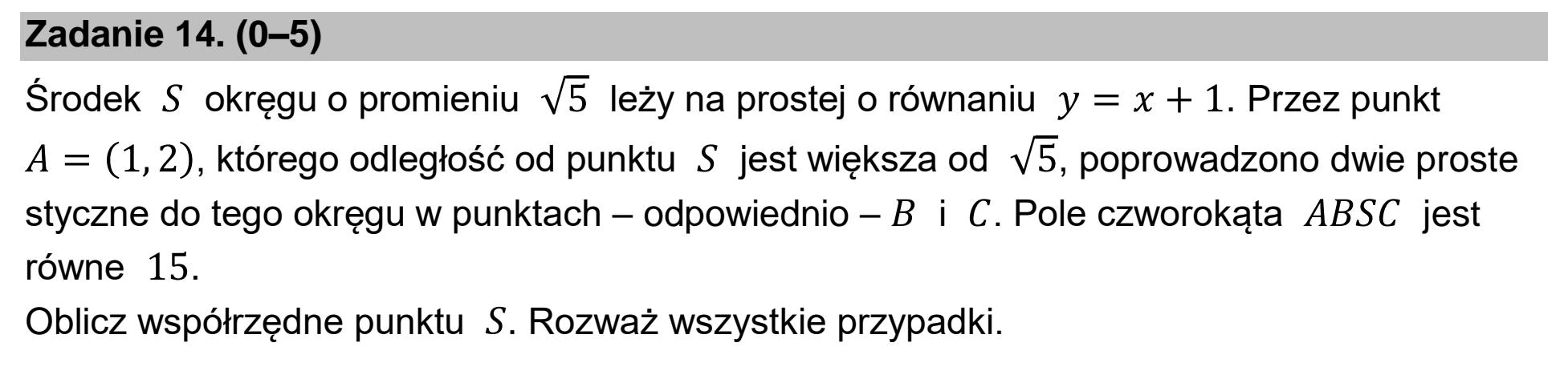 Matura, maj 2024, zadanie 14