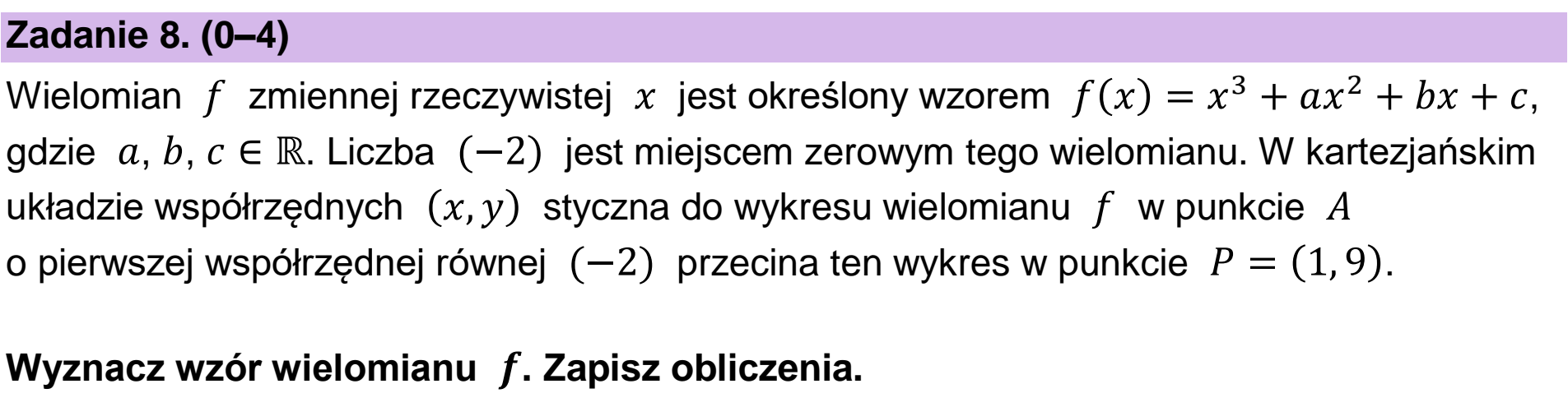 Matura dodatkowa, czerwiec 2025, zadanie 8