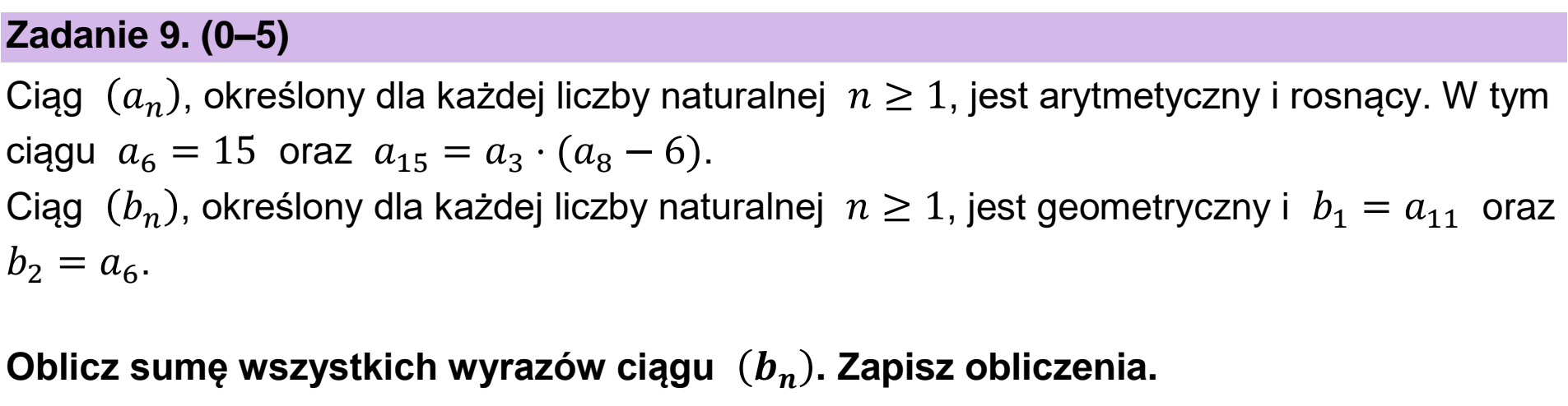 Matura dodatkowa, czerwiec 2025, zadanie 9