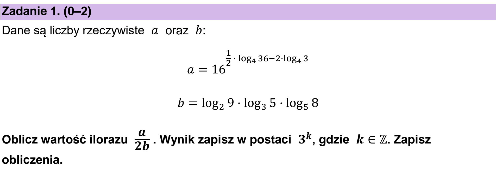 Matura dodatkowa, czerwiec 2026, zadanie 1