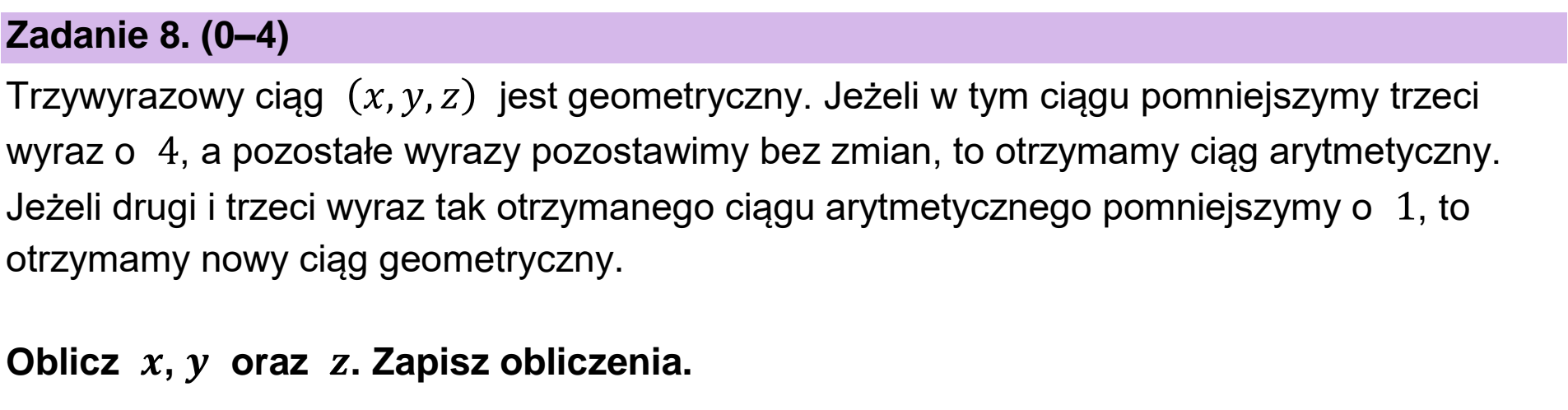 Matura dodatkowa, czerwiec 2026, zadanie 8