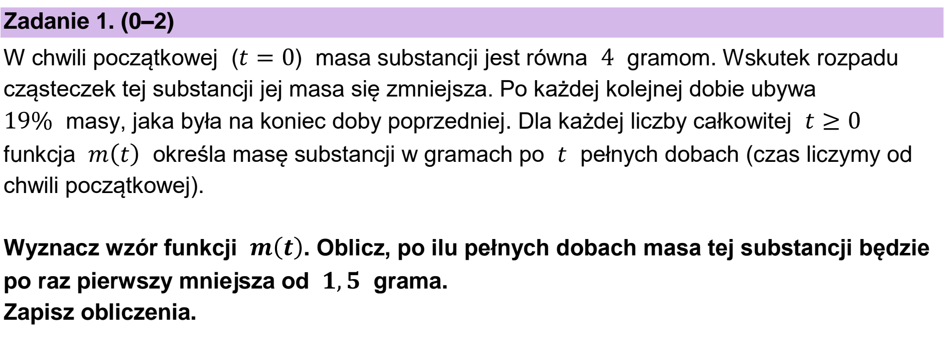 Matura, maj 2023, zadanie 1