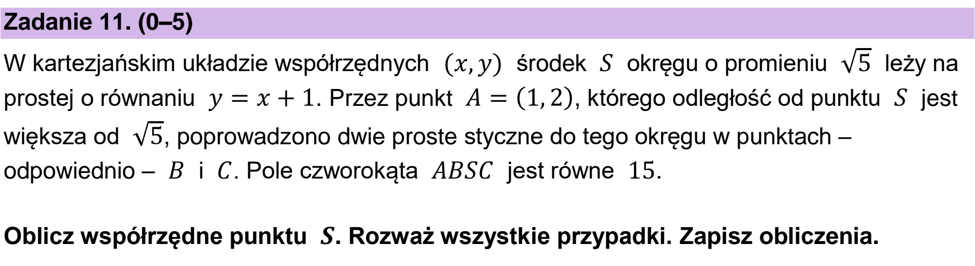 Matura, maj 2024, zadanie 11