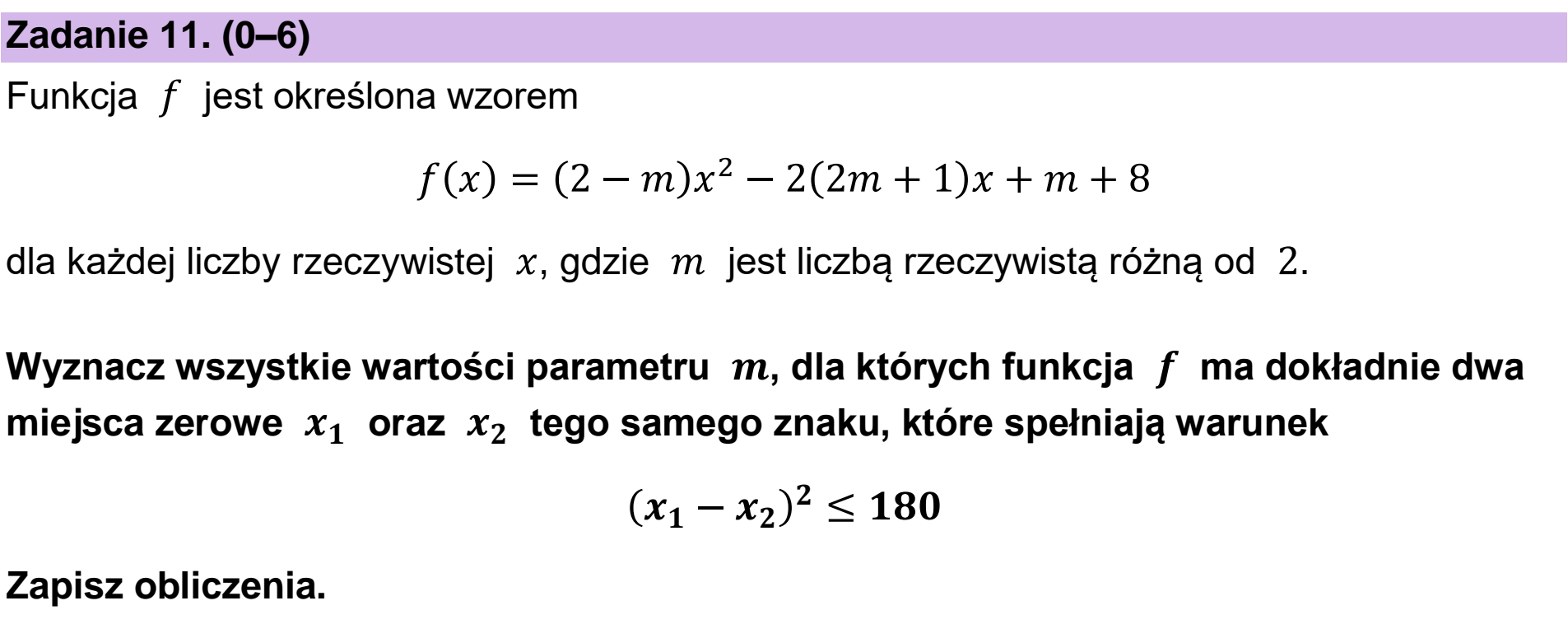 Matura, maj 2025, zadanie 11