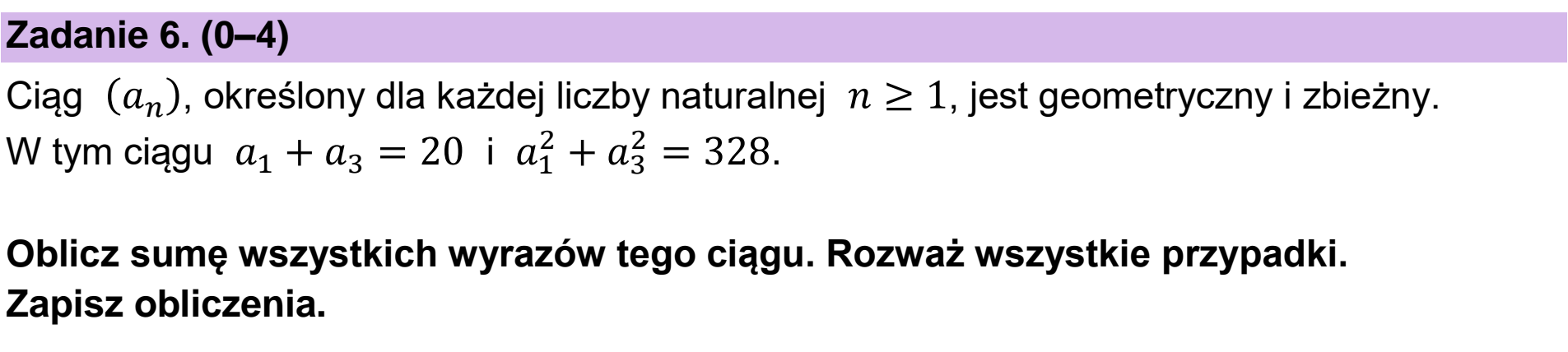 Matura, maj 2025, zadanie 6