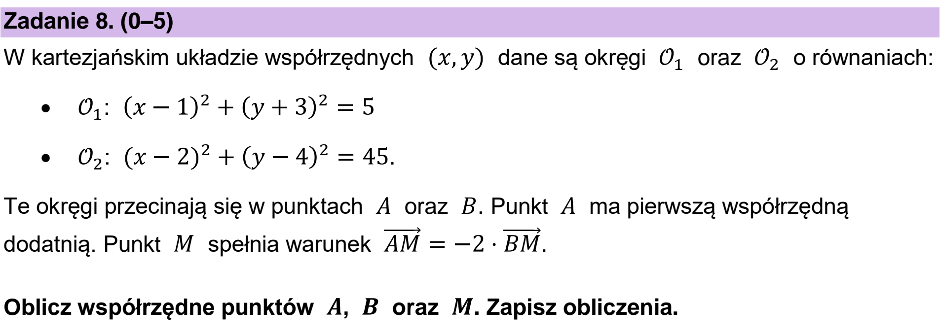 Matura, maj 2025, podgląd zadania 8