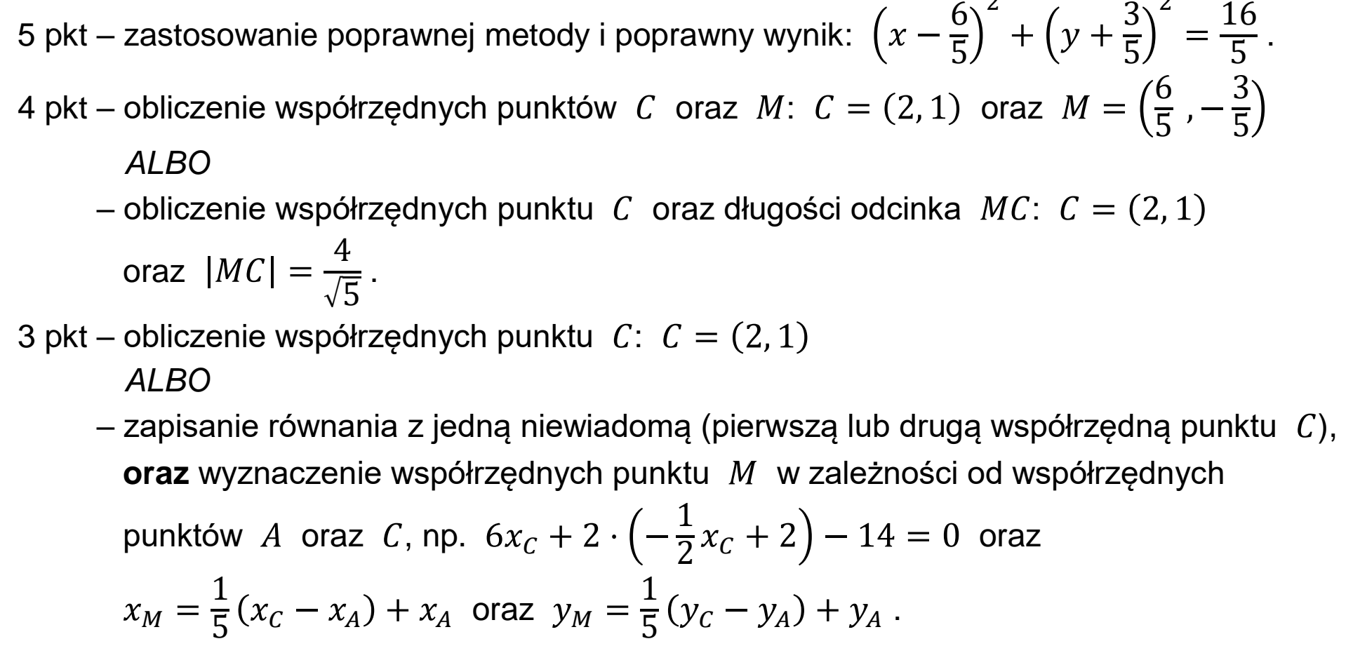 Matura, maj 2026, odpowiedź do zadania 9
