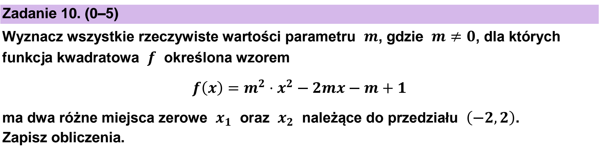 Matura, maj 2026, zadanie 10