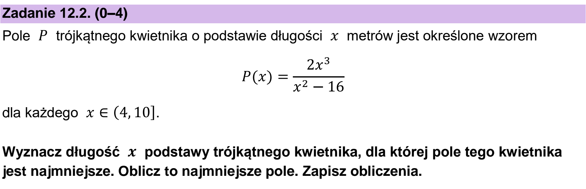 Matura, maj 2026, zadanie 12.2