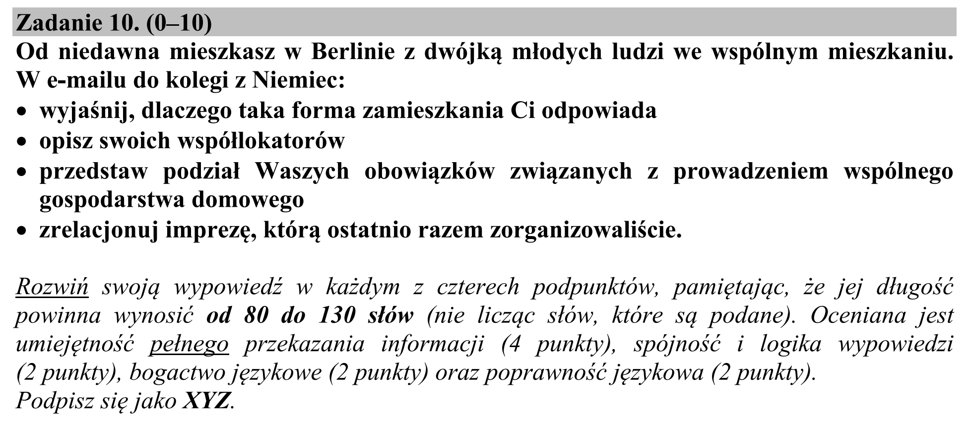 Matura, maj 2015, podgląd zadania 10