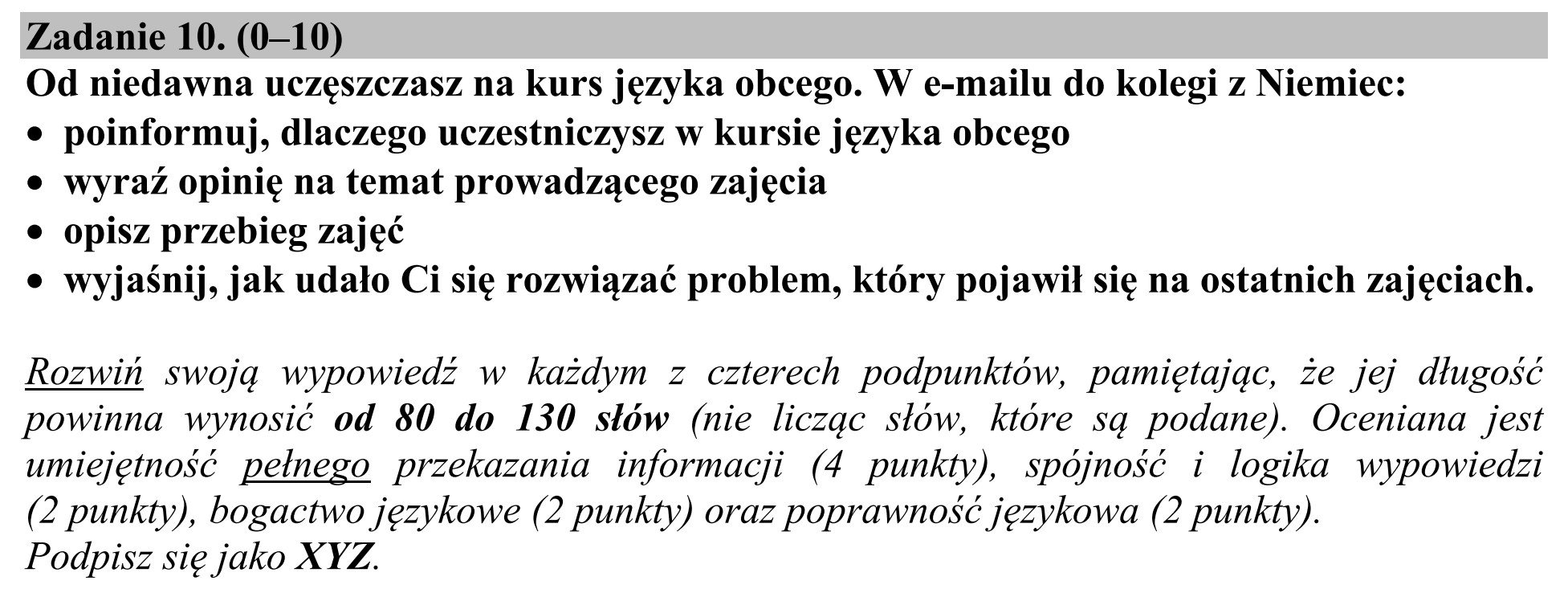 Matura, maj 2016, podgląd zadania 10