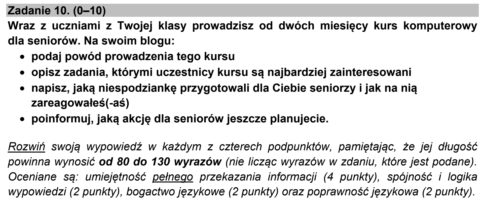 Matura, maj 2022, podgląd zadania 10