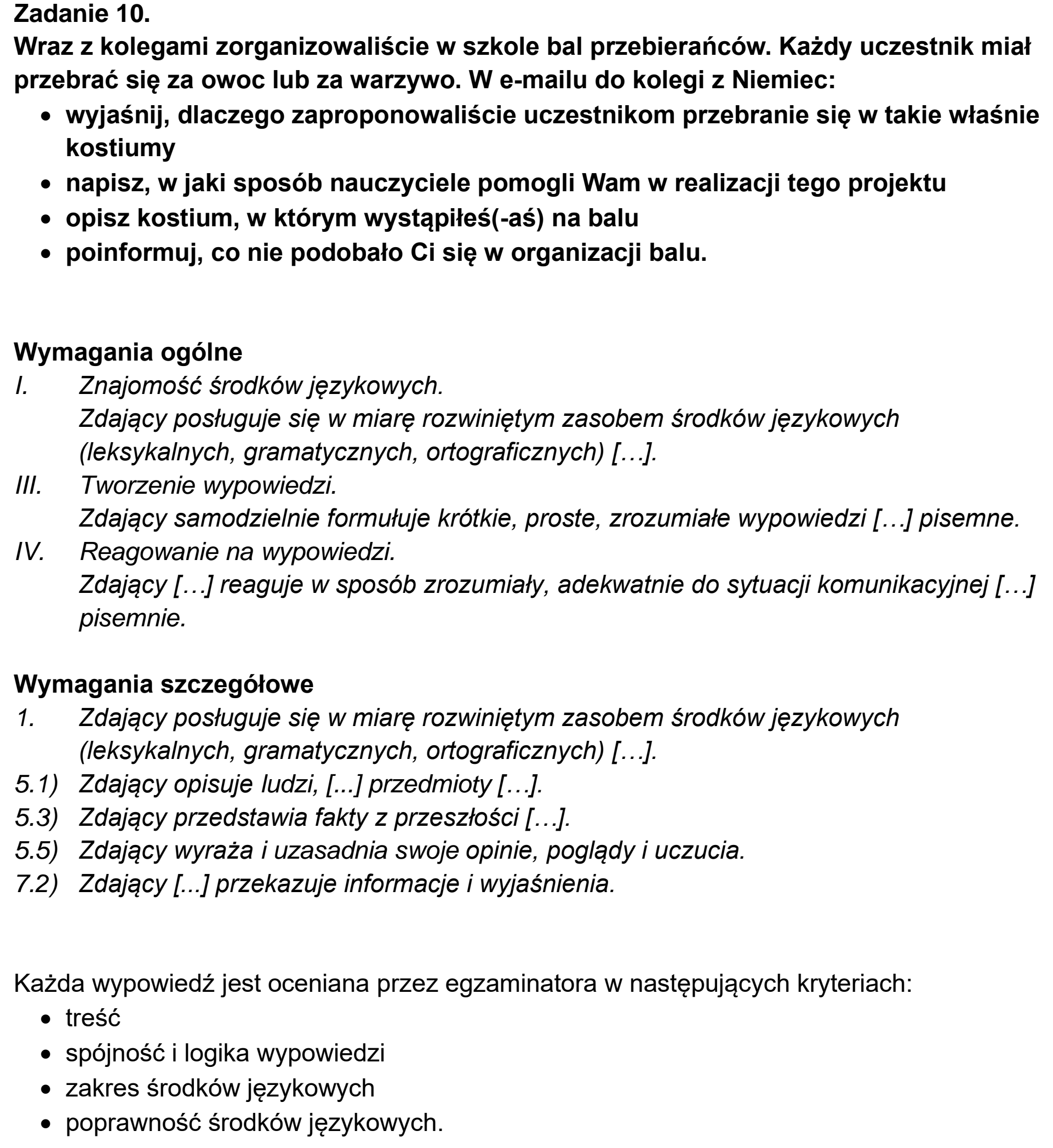 Matura, maj 2023, odpowiedź do zadania 10