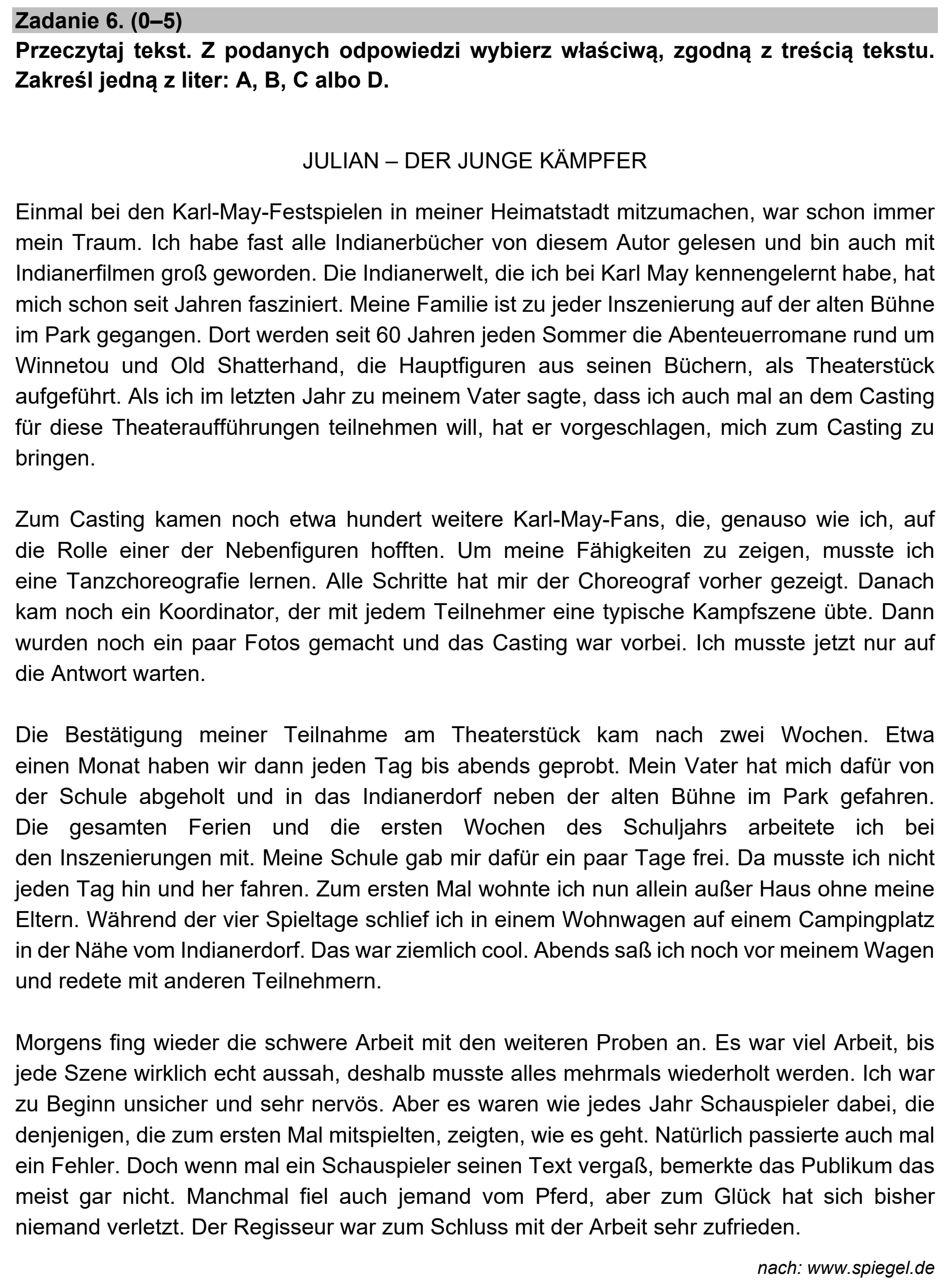 Matura próbna, marzec 2021, podgląd zadania 6, fragment 1
