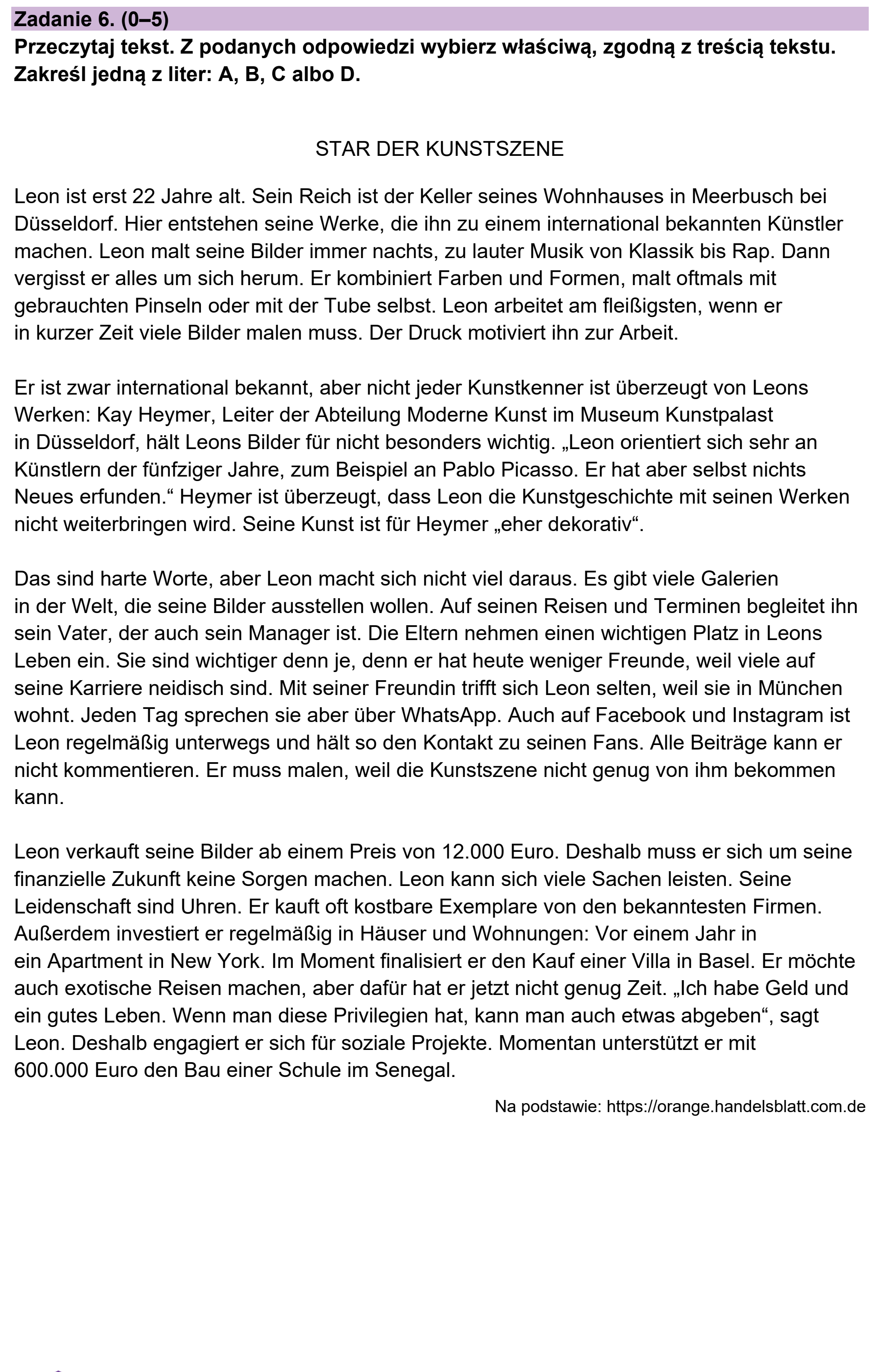Matura próbna, grudzien 2022, podgląd zadania 6, fragment 1