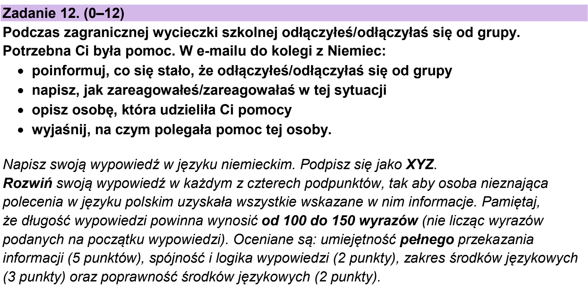 Matura, maj 2026, podgląd zadania 12