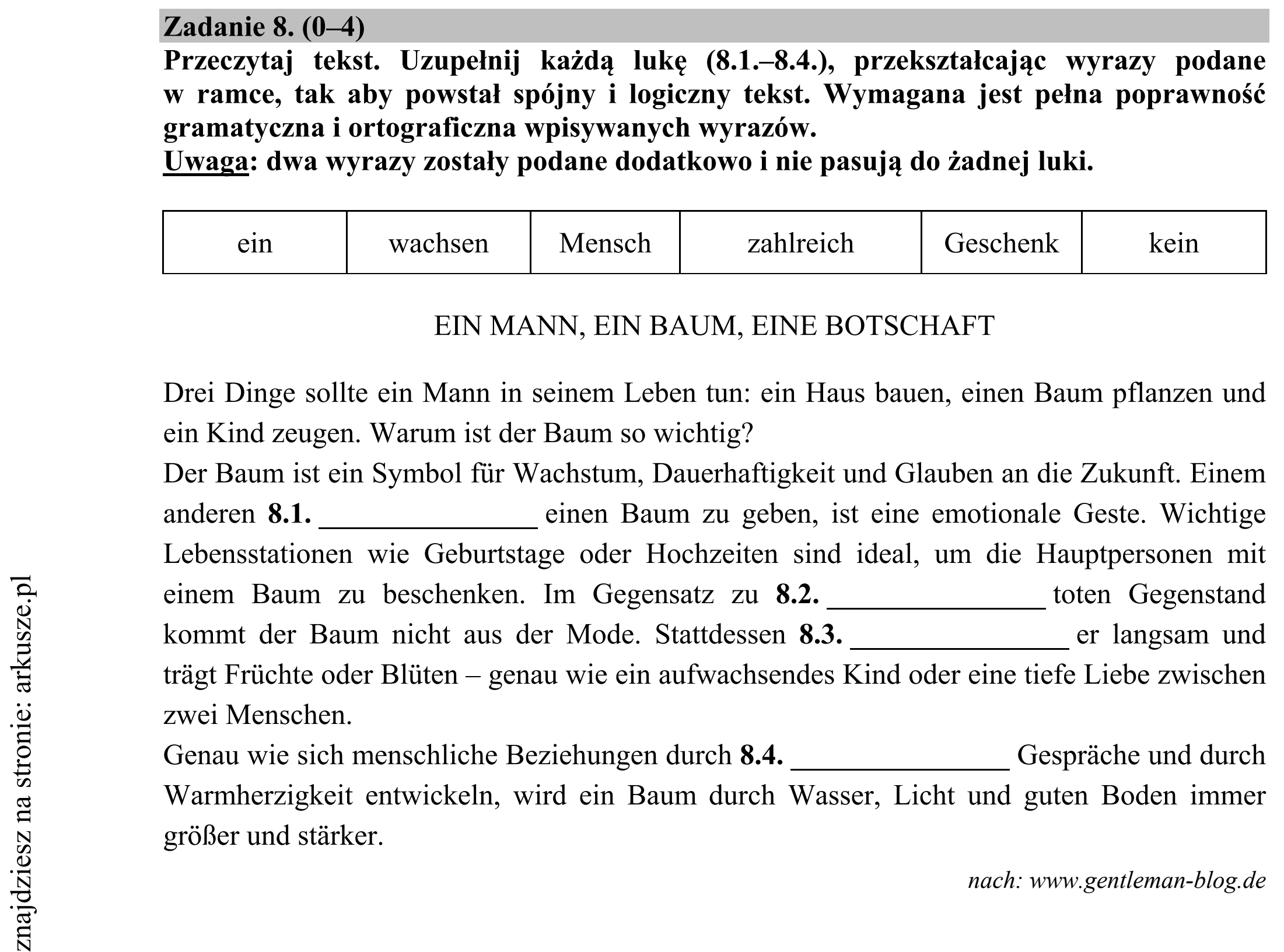 Matura dodatkowa, czerwiec 2015, zadanie 8