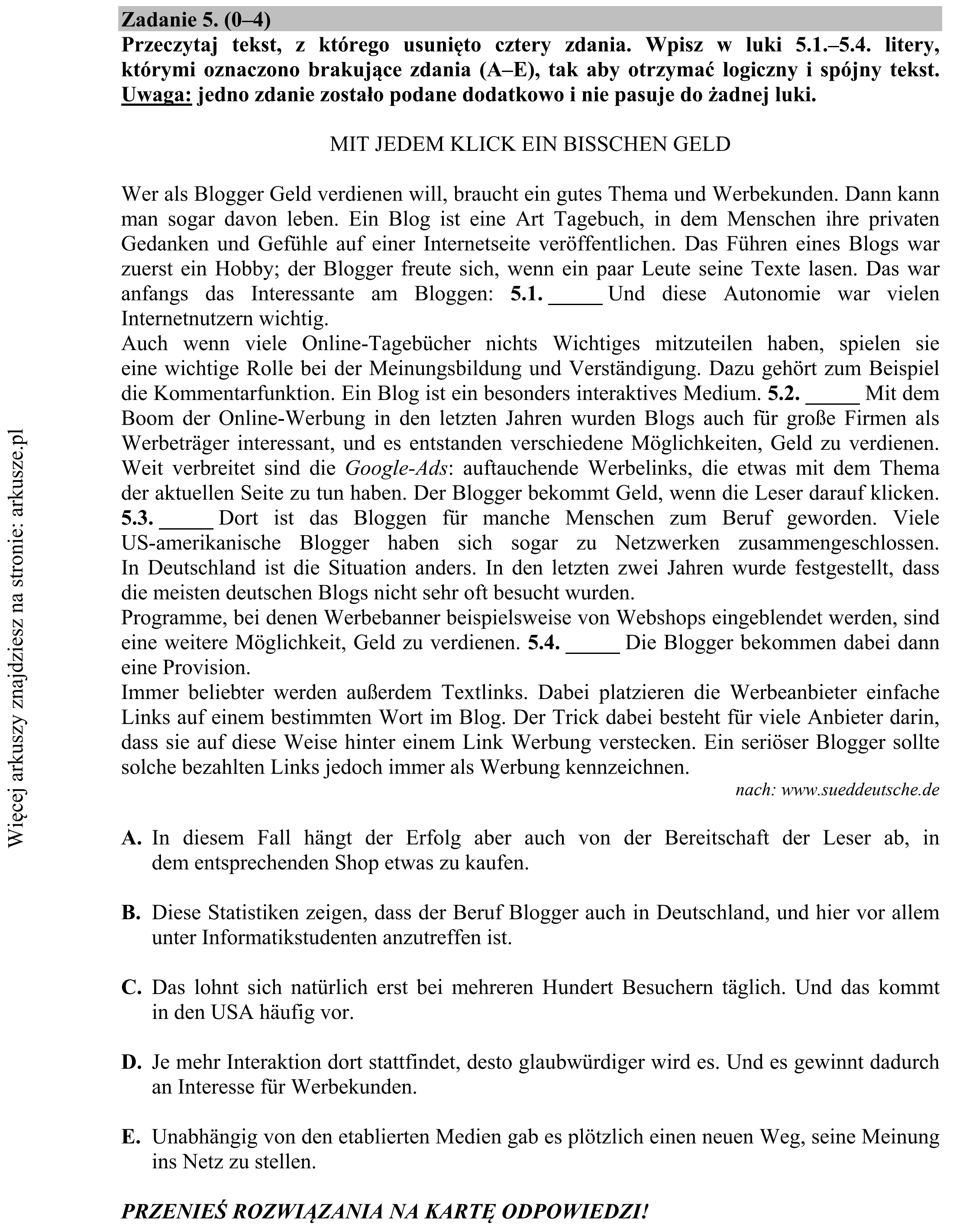 Matura dodatkowa, czerwiec 2017, zadanie 5