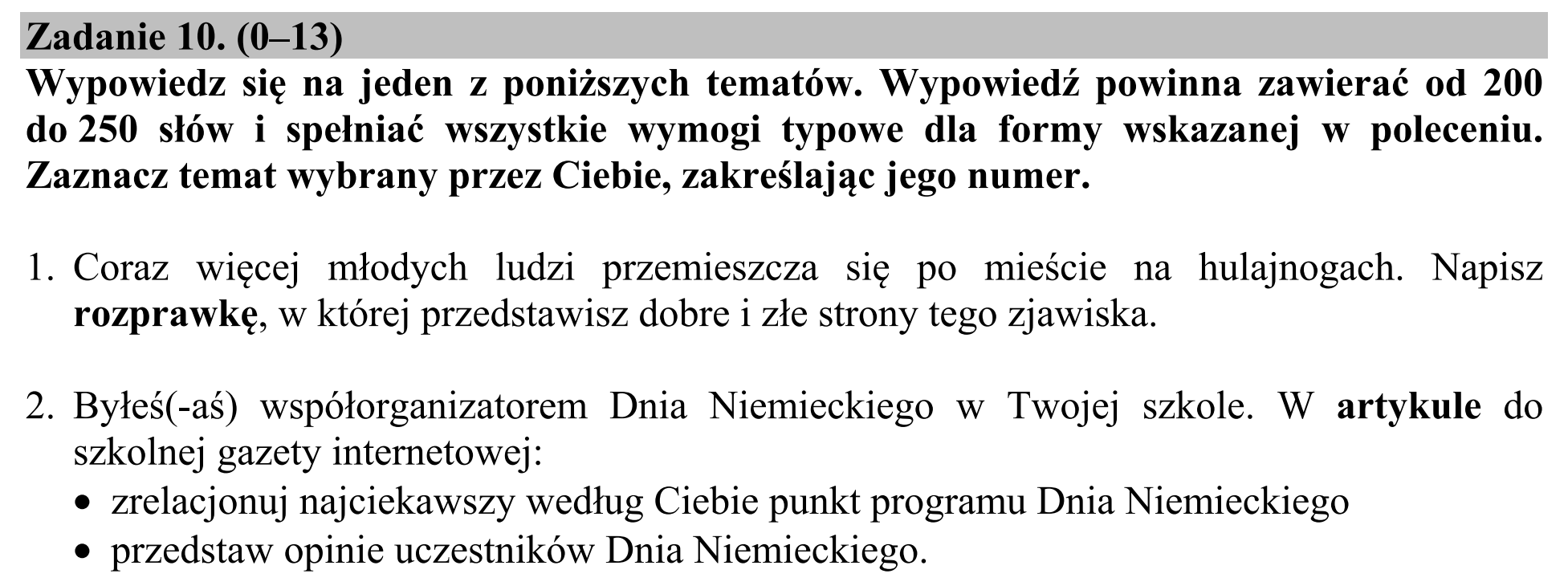 Matura dodatkowa, lipiec 2020, zadanie 10