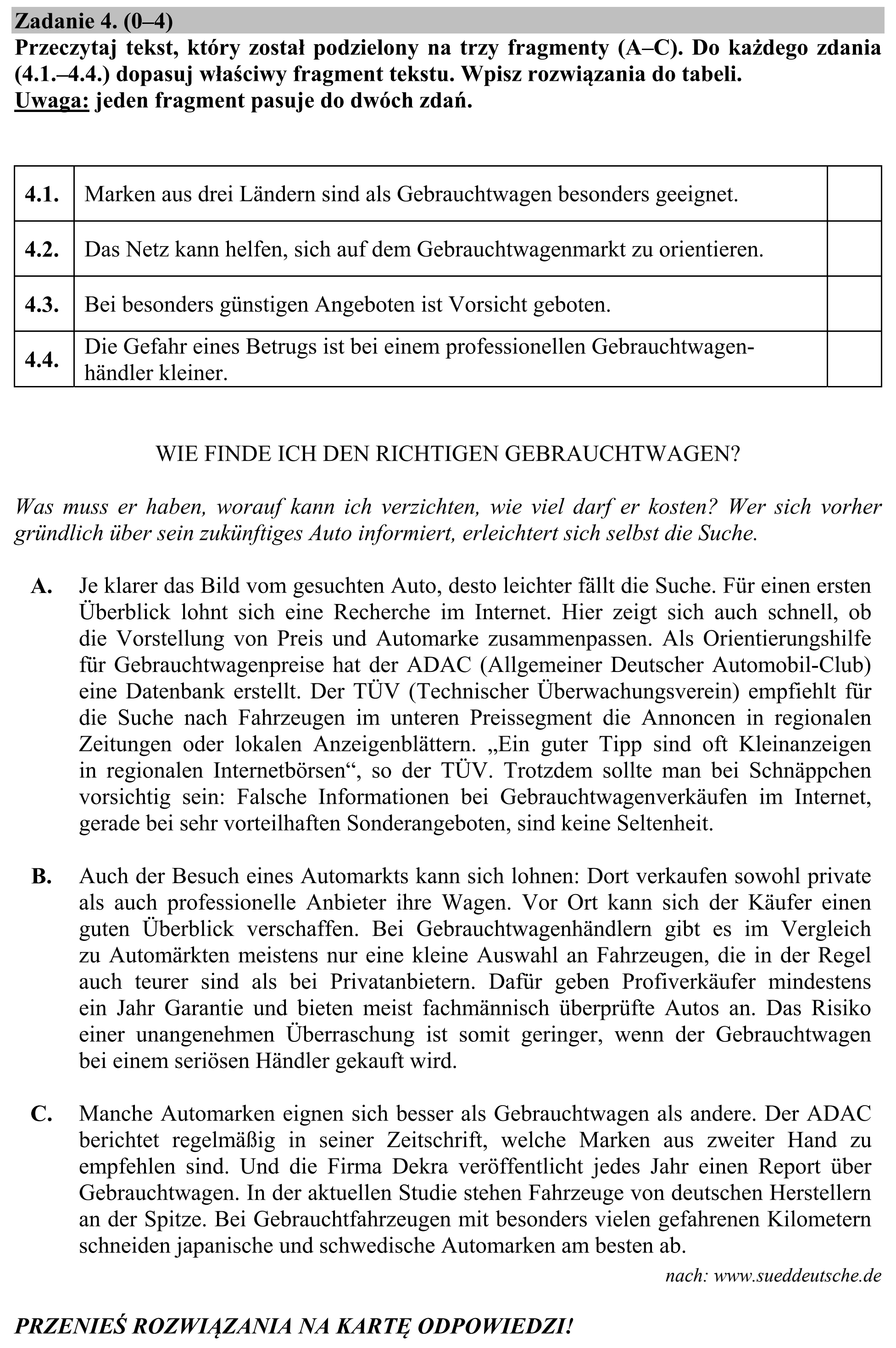 Matura, maj 2015, zadanie 4