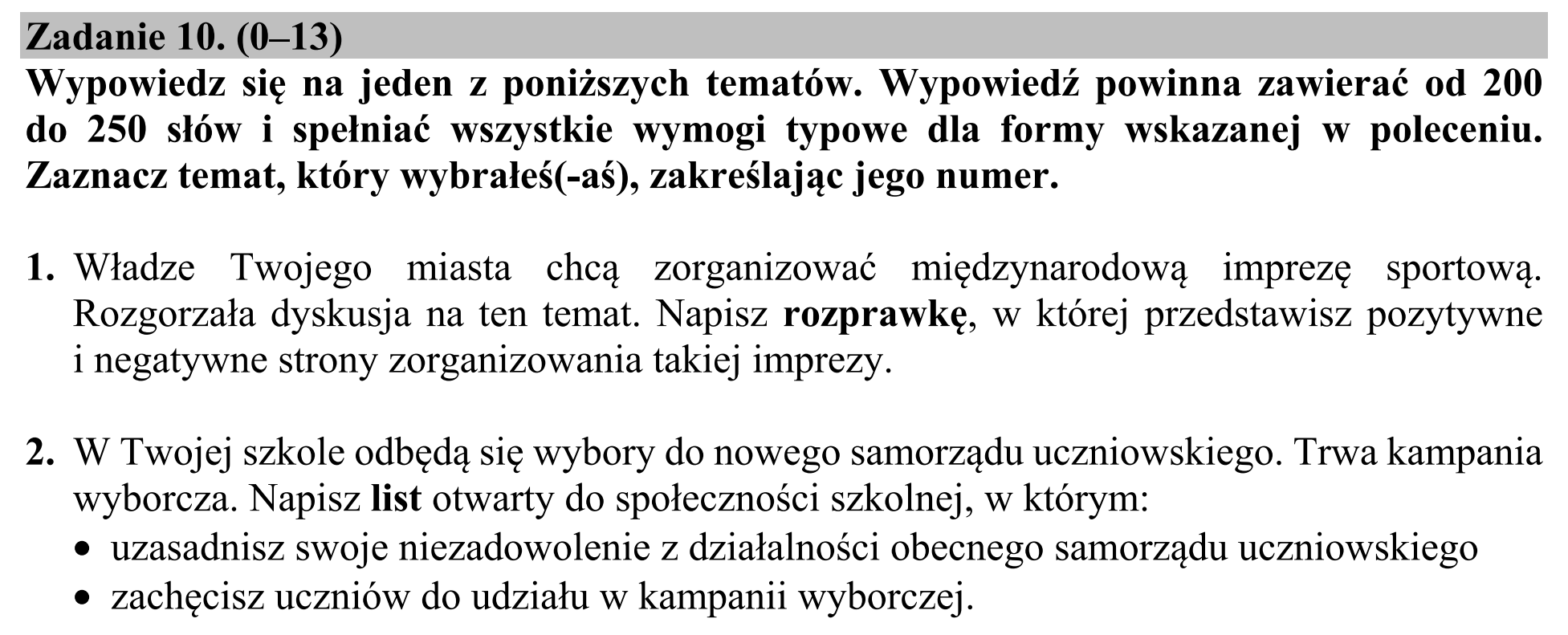 Matura, maj 2017, podgląd zadania 10