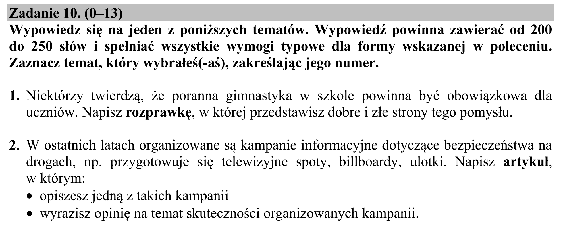 Matura, maj 2018, zadanie 10