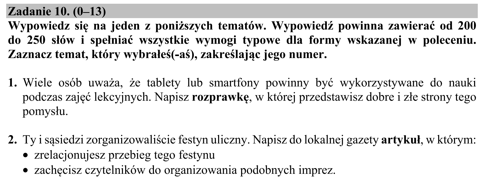 Matura, maj 2019, zadanie 10
