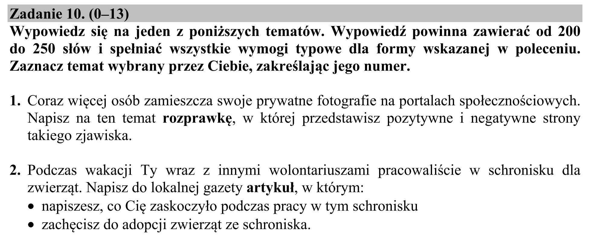 Matura, maj 2020, zadanie 10