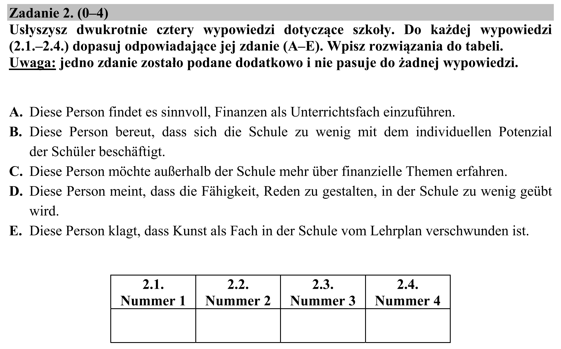 Matura, maj 2020, zadanie 2
