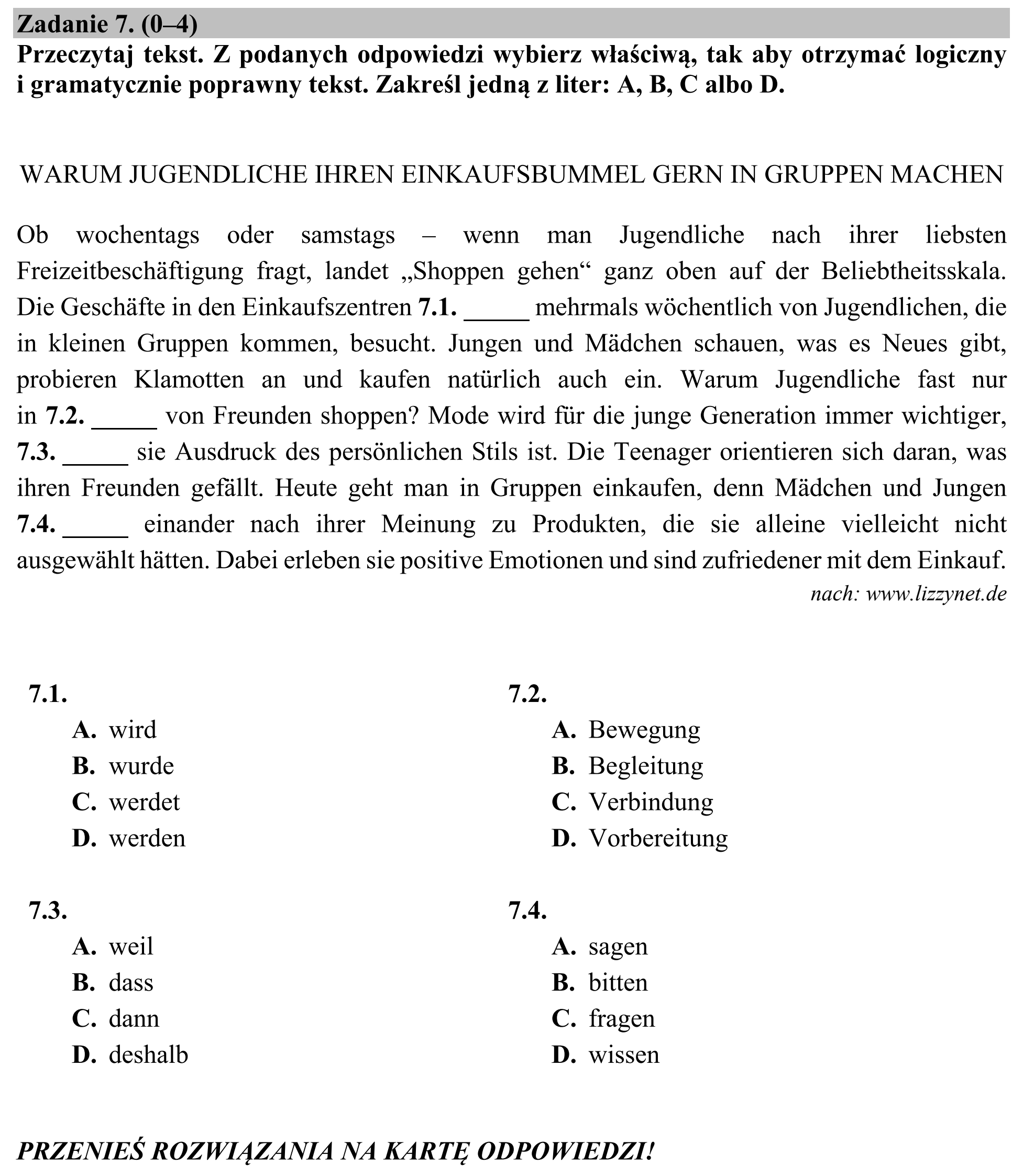 Matura, maj 2020, zadanie 7