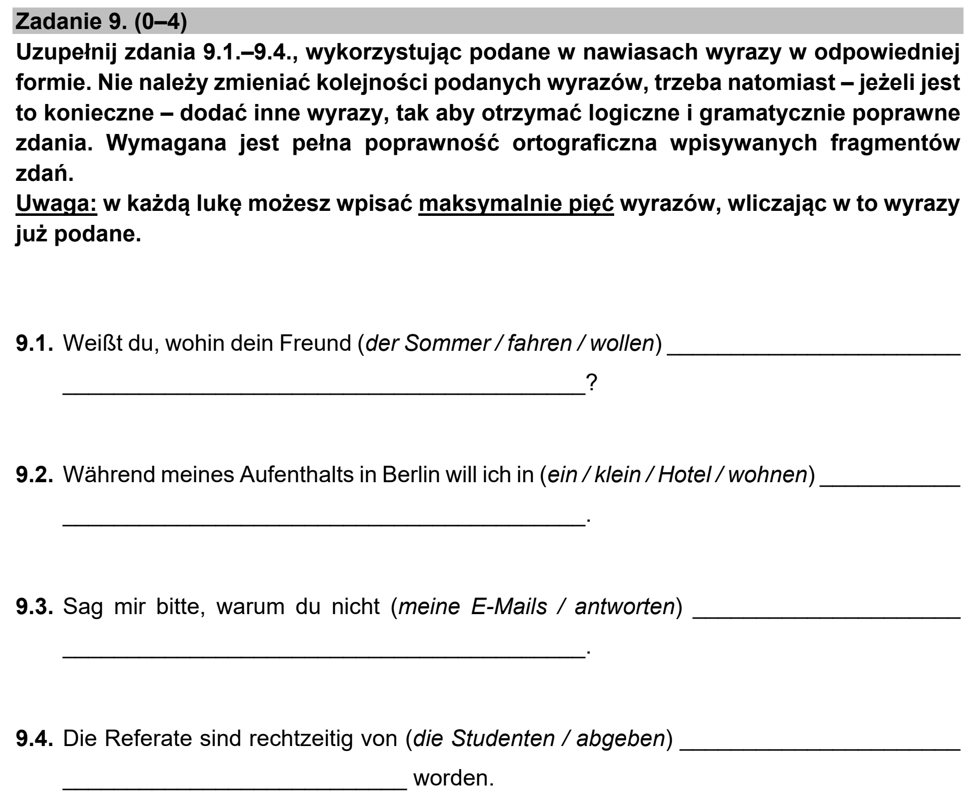 Matura, maj 2021, podgląd zadania 9