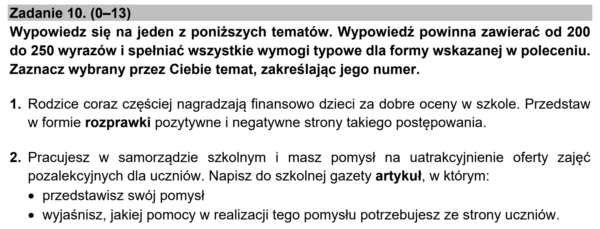 Matura, maj 2022, zadanie 10