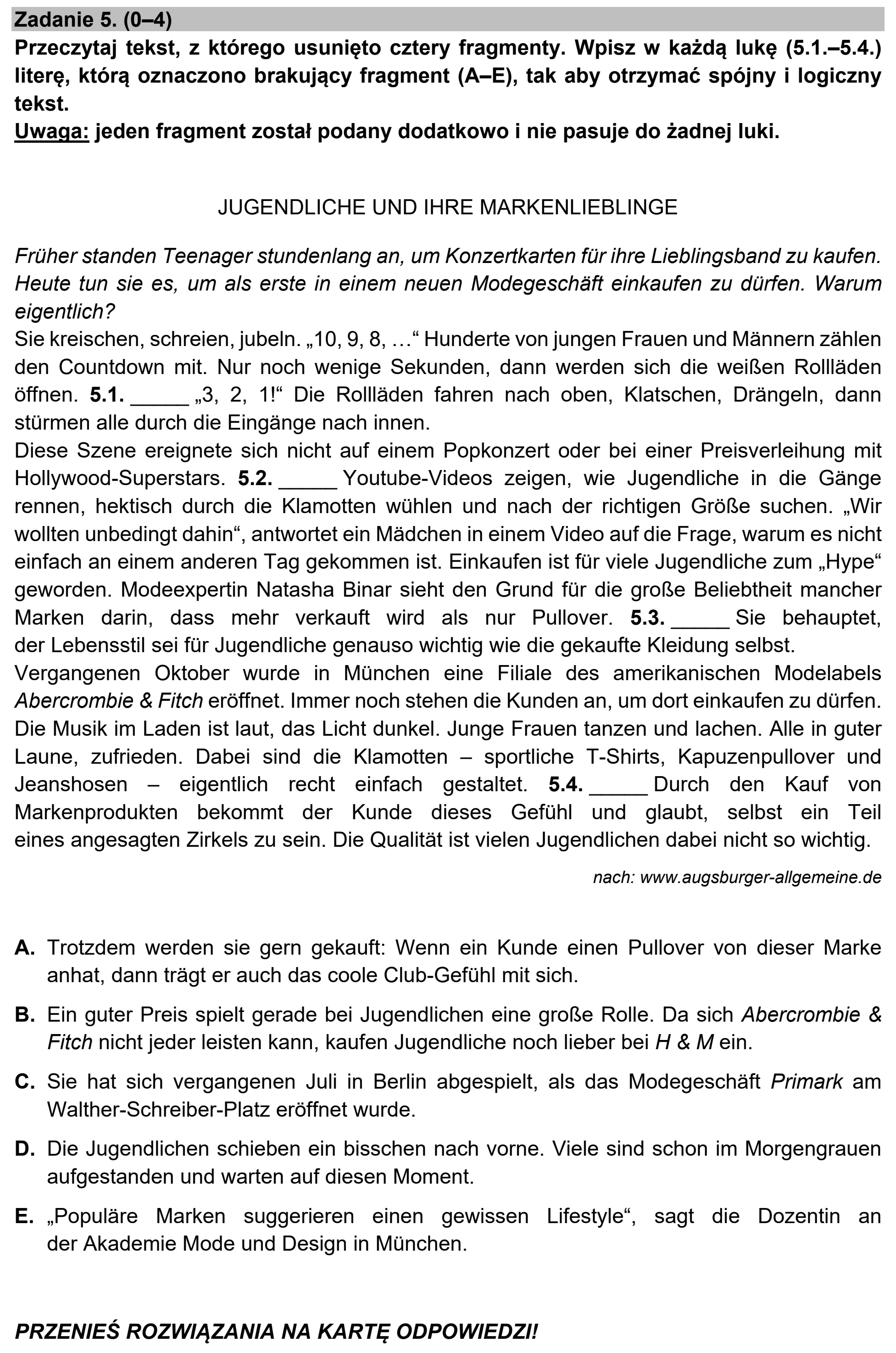 Matura, maj 2022, zadanie 5