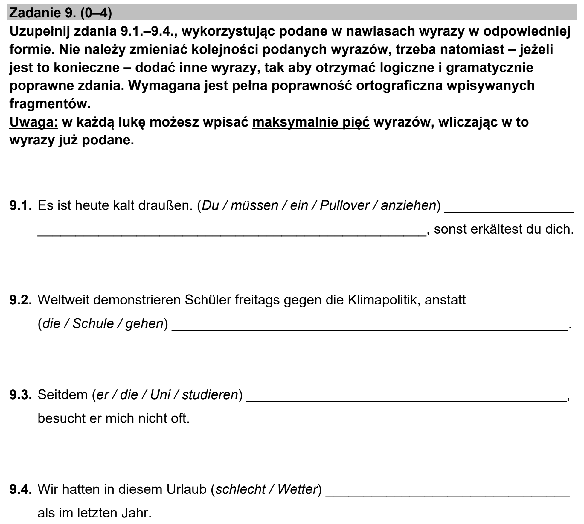 Matura, maj 2023, zadanie 9