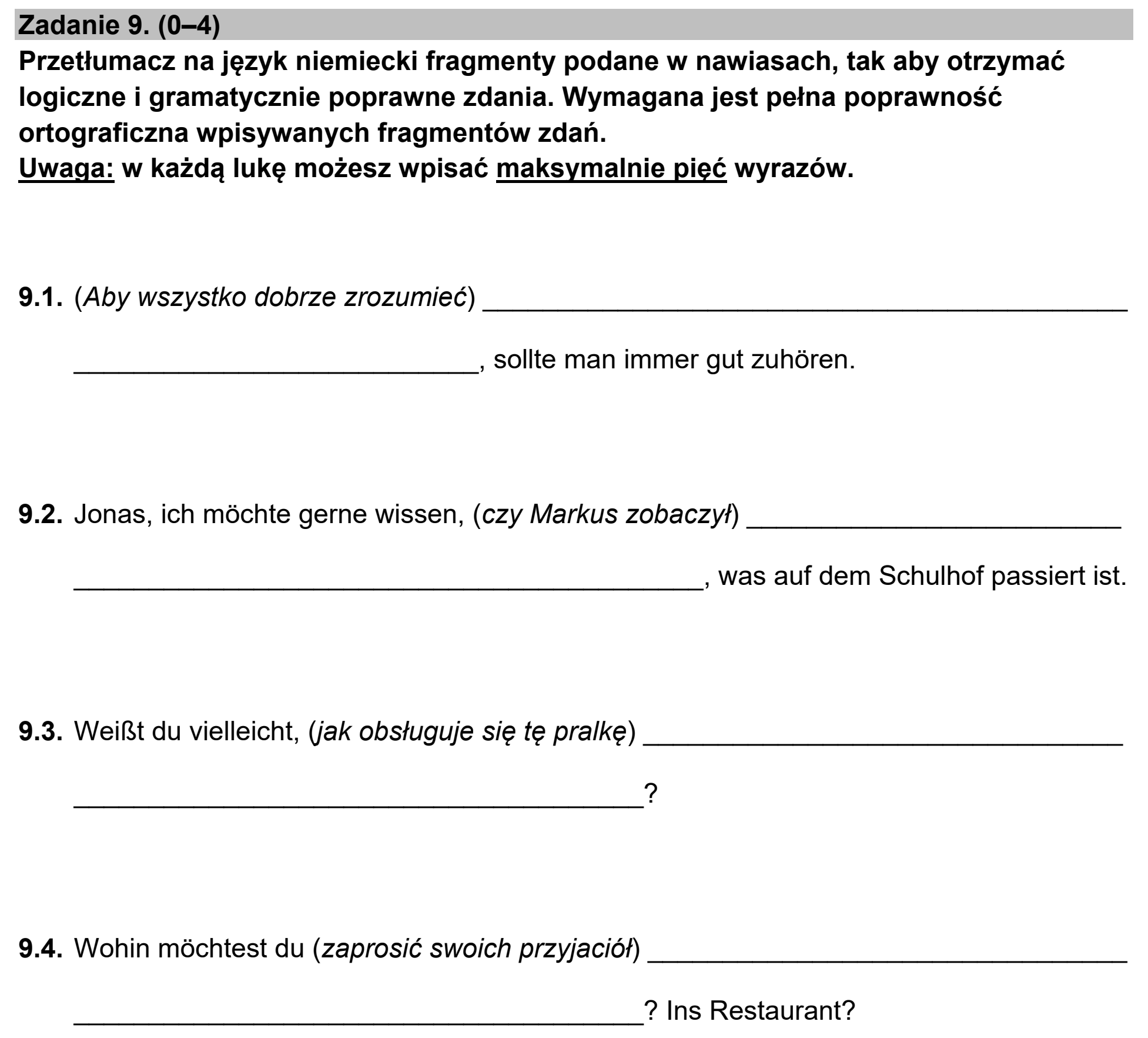 Matura, maj 2024, zadanie 9