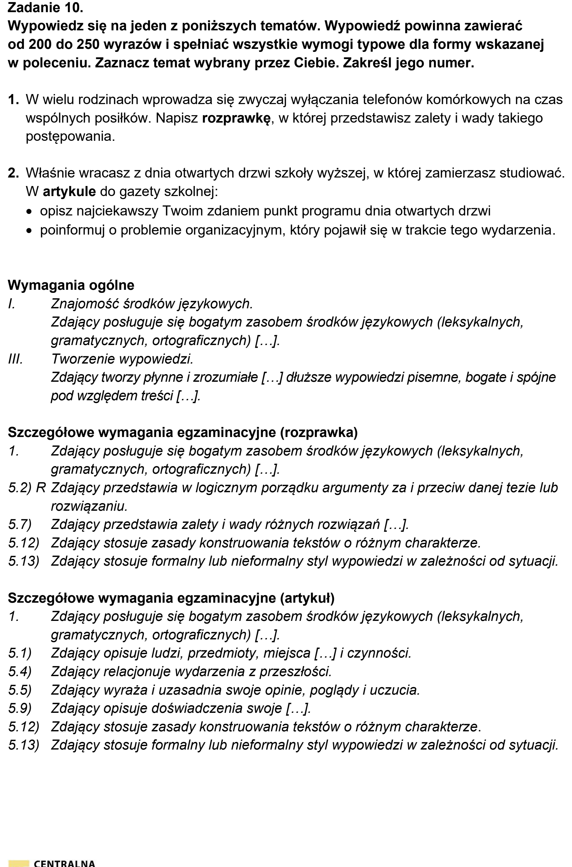 Matura, maj 2025, odpowiedź do zadania 10, fragment 1