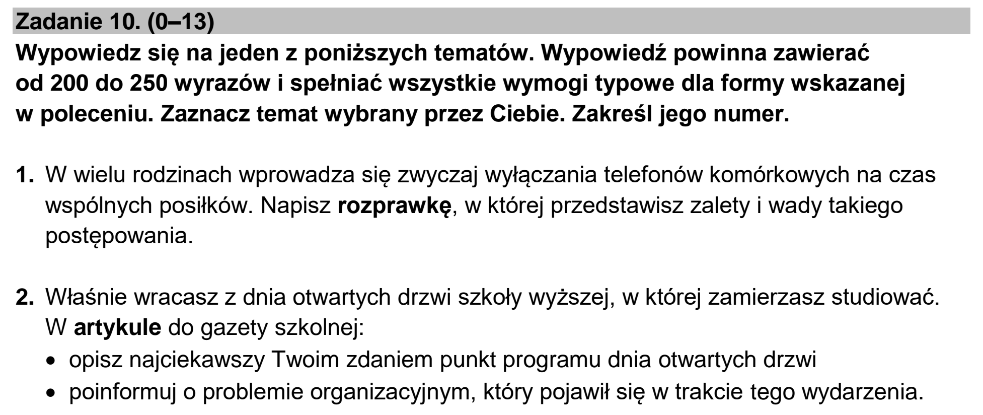 Matura, maj 2025, podgląd zadania 10