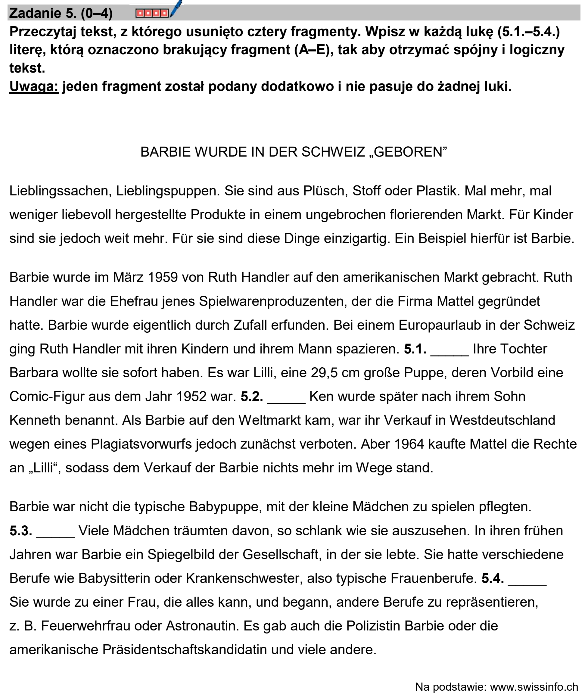 Matura, maj 2026, zadanie 5, fragment 1