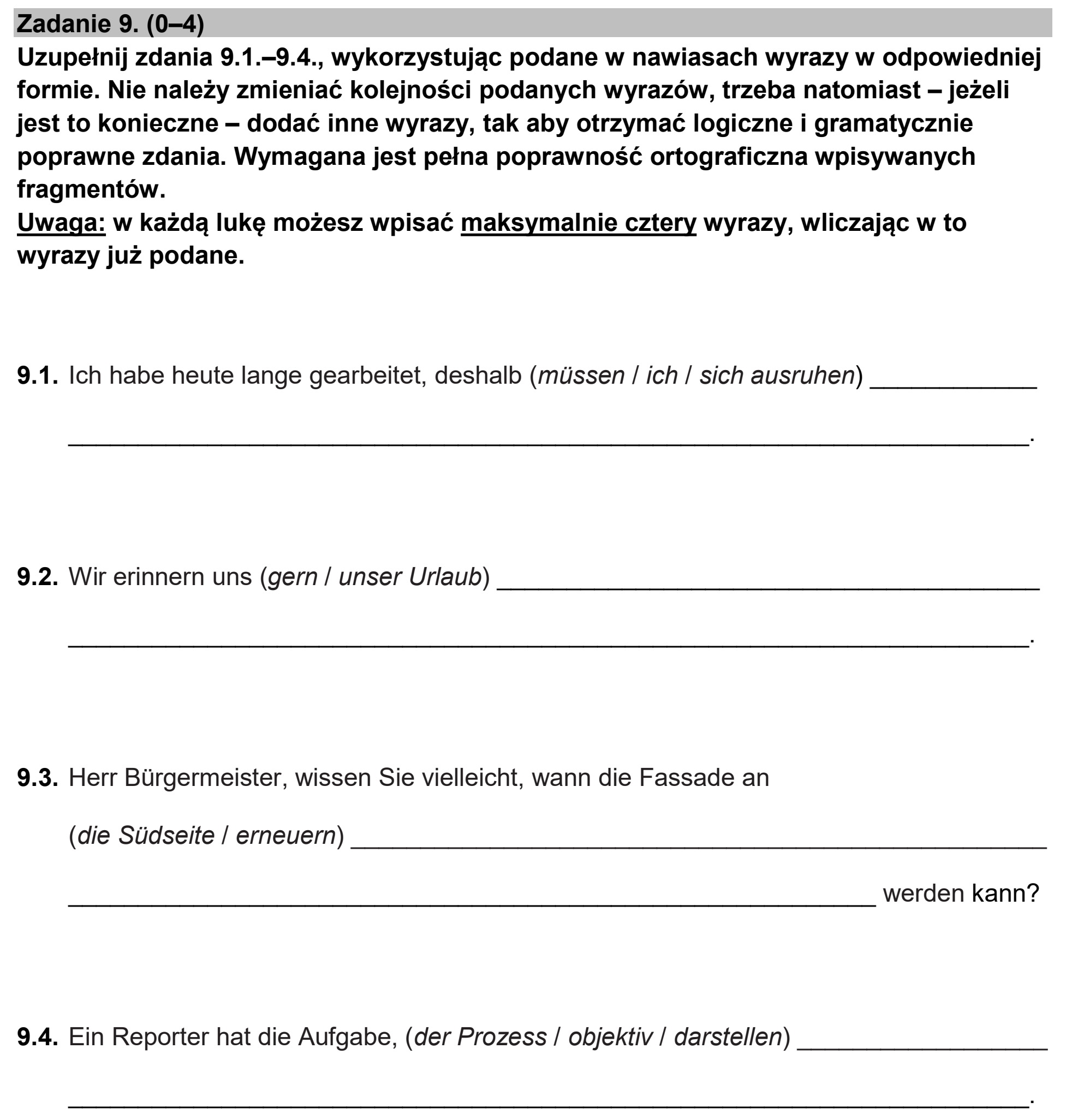 Matura, maj 2026, podgląd zadania 9