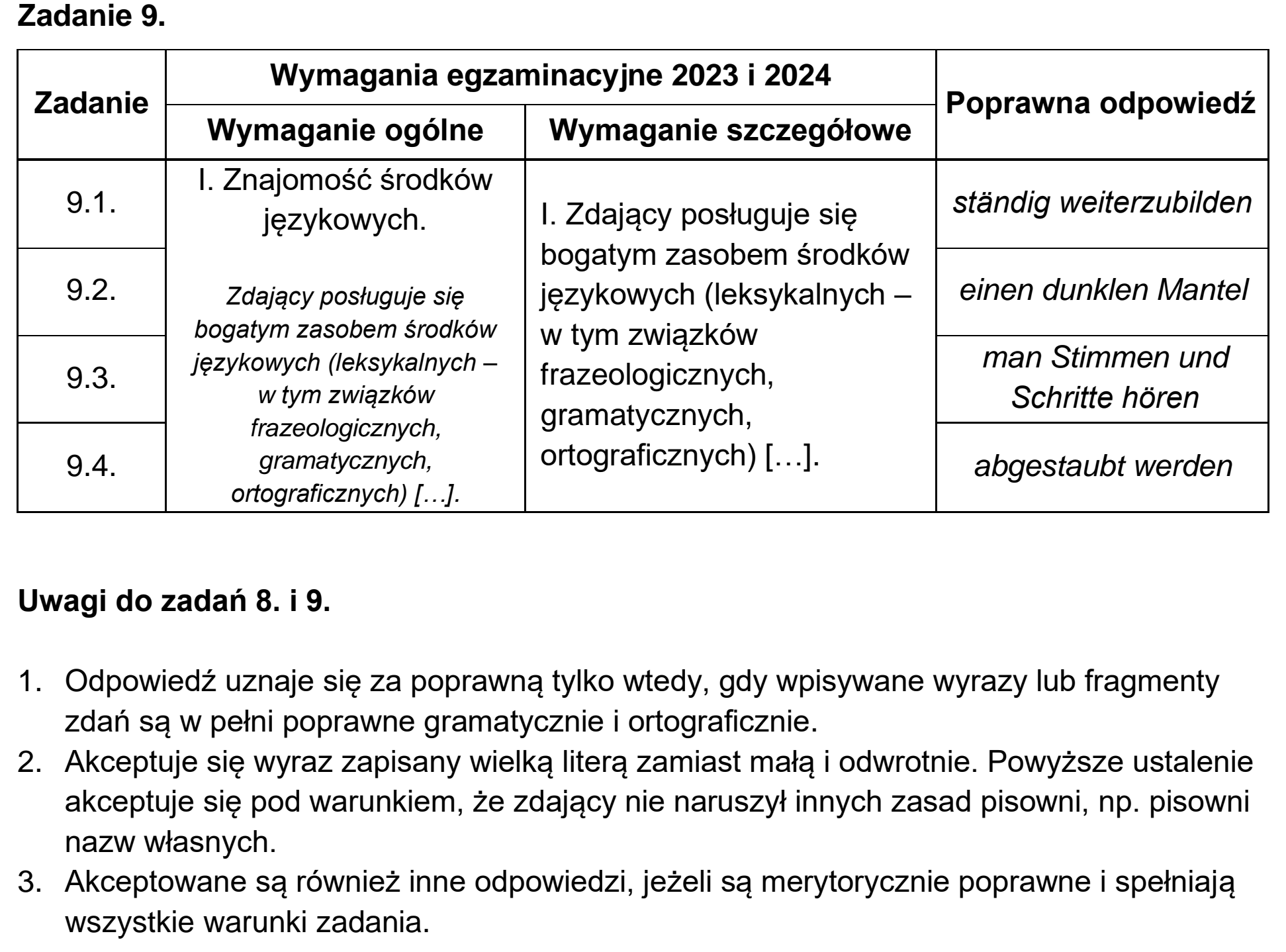 Matura próbna, grudzien 2022, odpowiedź do zadania 9