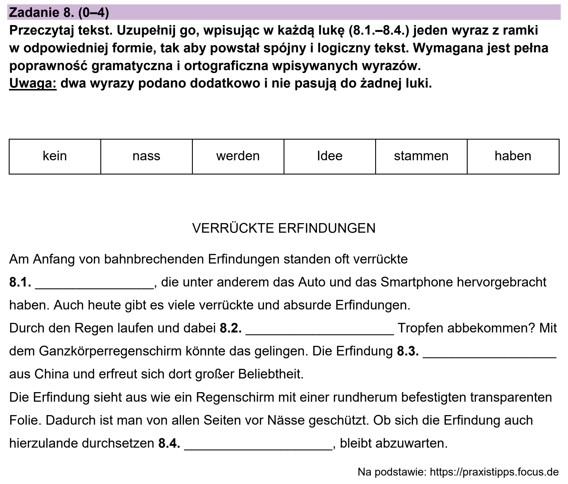 Matura próbna, grudzien 2022, zadanie 8
