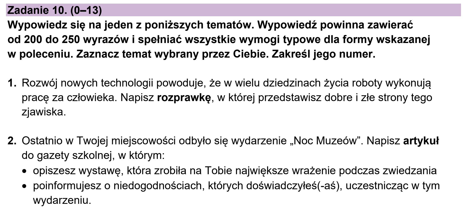 Matura, maj 2023, podgląd zadania 10