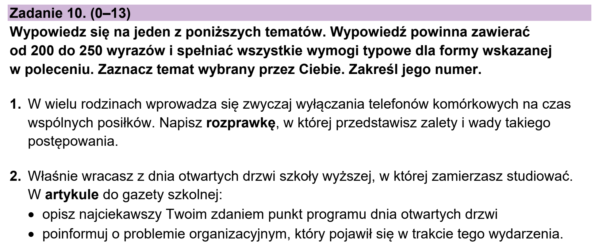 Matura, maj 2025, podgląd zadania 10