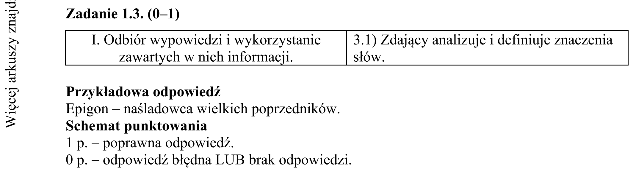 Matura dodatkowa, czerwiec 2015, odpowiedź do zadania 1.3