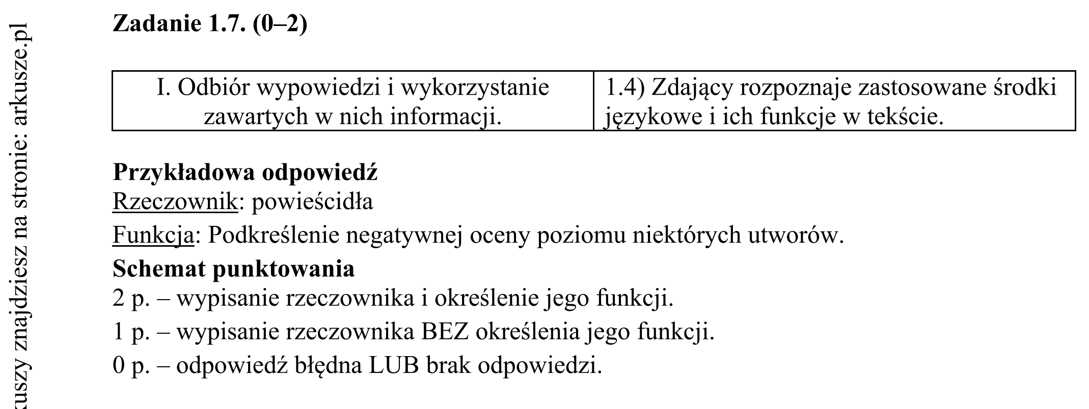 Matura dodatkowa, czerwiec 2015, odpowiedź do zadania 1.7