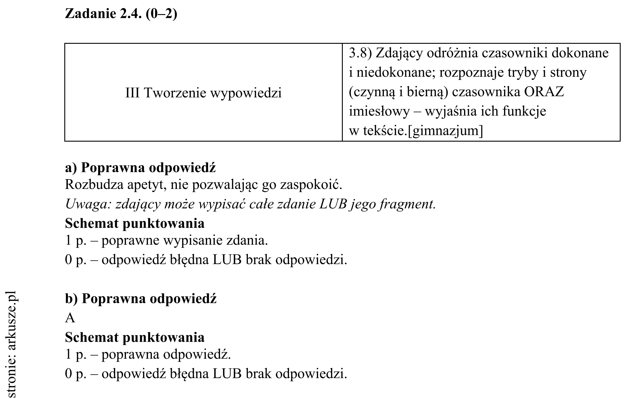 Matura dodatkowa, czerwiec 2015, odpowiedź do zadania 2.4
