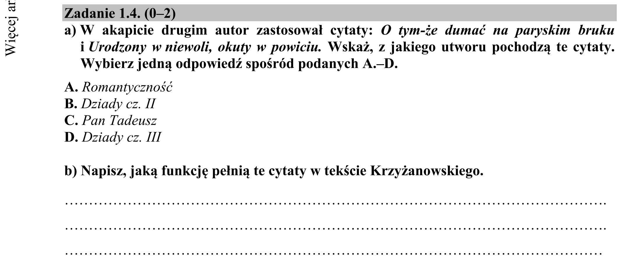 Matura dodatkowa, czerwiec 2015, zadanie 1.4