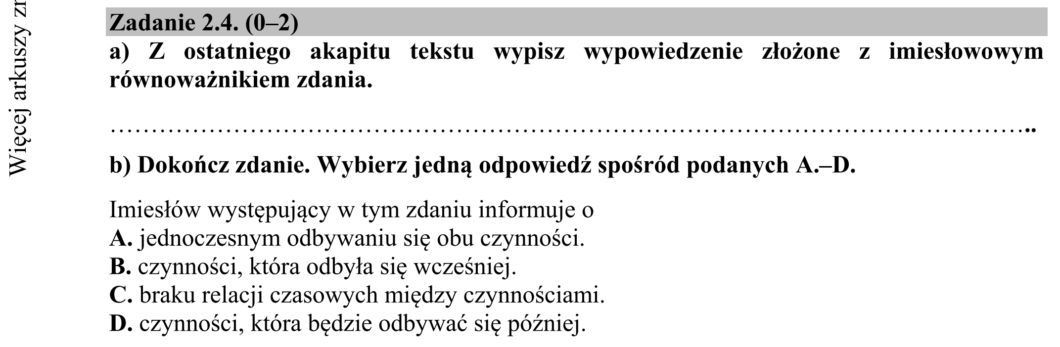 Matura dodatkowa, czerwiec 2015, zadanie 2.4