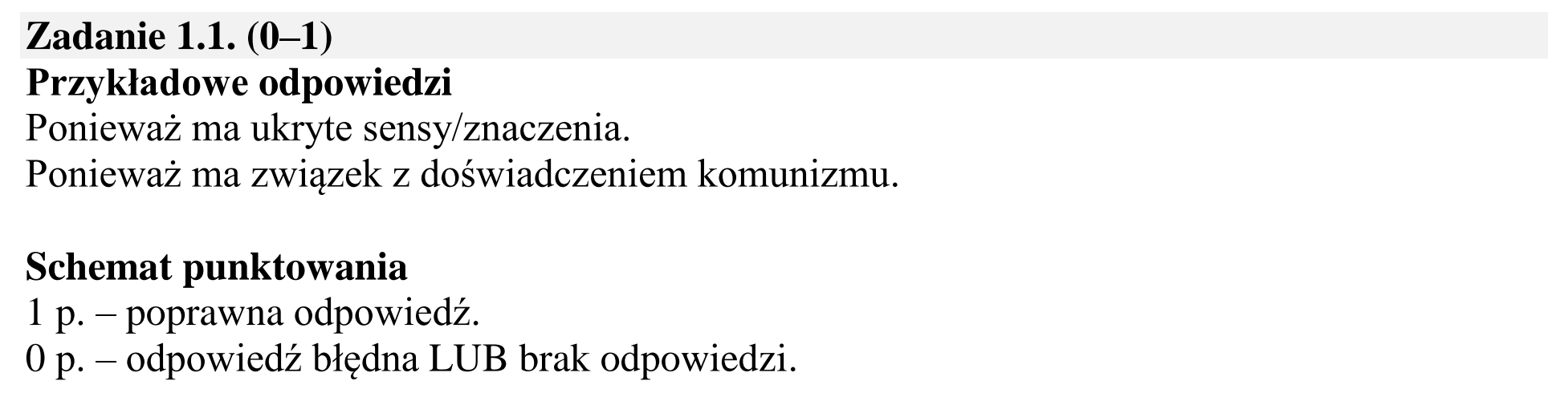 Matura dodatkowa, czerwiec 2016, odpowiedź do zadania 1.1